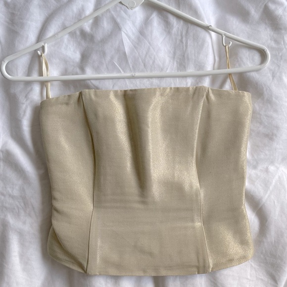 H&M SHIMMERY GOLD CORSET TOP - Picture 1 of 4